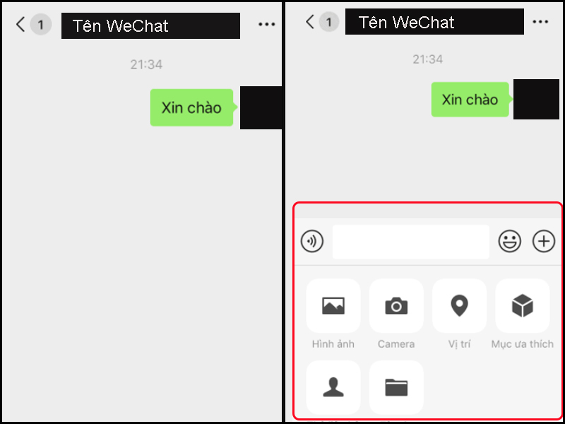 Giao diện Hiển thị tin nhắn và một số tính năng nhắn tin WeChat